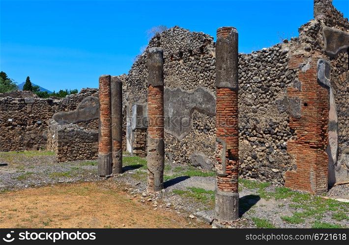 Ruins of ancient city Pompeii. Italy. Mediterranean Europe.