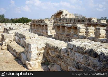 Ruins of ancient farm Hirbat Akav in Israel