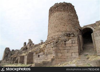 Ruins of ancient fortress in Bergama, Turkey