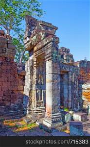 Ruins of ancient gate in Angkor, Cambodia