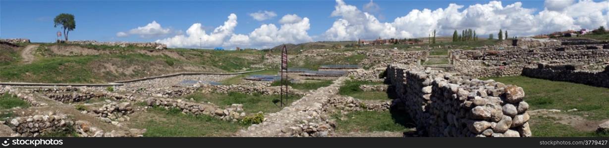 Ruins of ancient hittites town Aladja-Hoyuk in Turkey