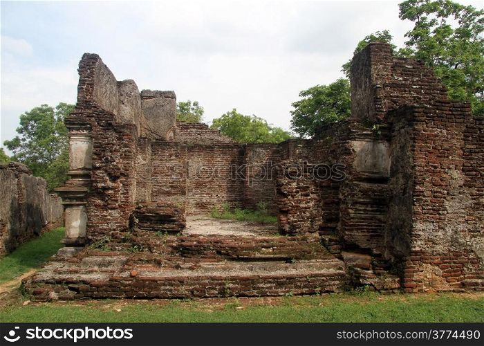Ruins of ancient palace in Polonnaruwa, Sri Lanka
