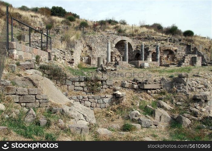Ruins of ancient Pergam in Bergama, Turkey
