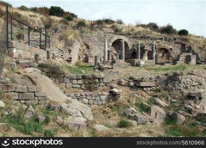 Ruins of ancient Pergam in Bergama, Turkey