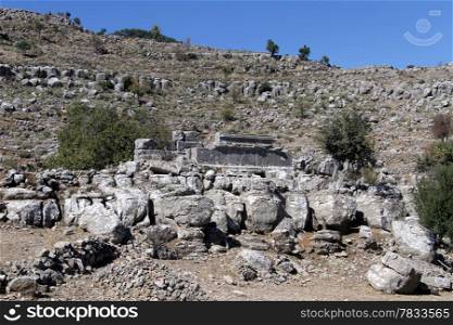 Ruins of ancient temple in Selge, Turkey