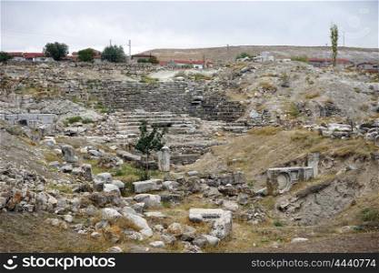 Ruins of ancient theater in Pessinus, Turkey