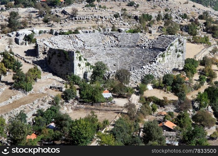 Ruins of ancient theater in Selge, Turkey