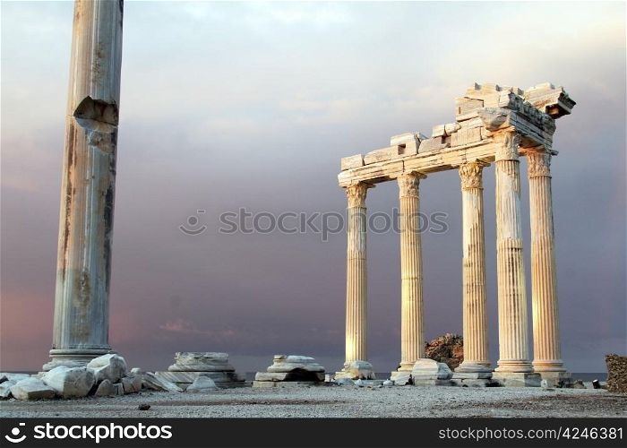 Ruins of Apollo temple iin Side, Turkey