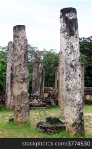 Ruins of Atadage and Buddha statue in Polonnaruwa, Sri Lanka