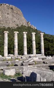 Ruins of Athena temple in Priene, Turkey