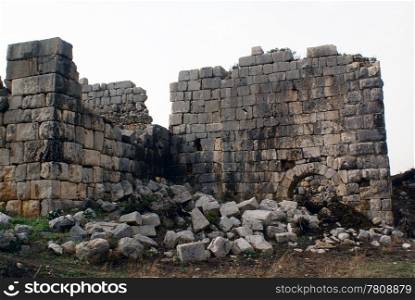 Ruins of big stone gate in Patara, Turkey