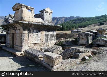 Ruins of big tomb in Hyerapolis, Turkey