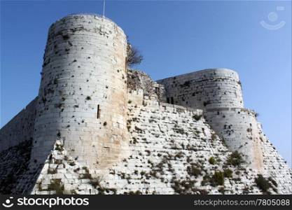 Ruins of castle Krak de Chevalier in Syria