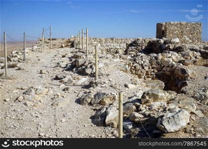 Ruins of castle on the top of Tel Arad, Israel