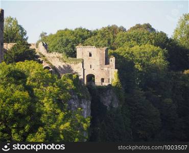 Ruins of Chepstow Castle (Castell Cas-gwent in Welsh) in Chepstow, UK. Chepstow Castle ruins in Chepstow