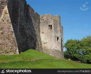 Ruins of Chepstow Castle (Castell Cas-gwent in Welsh) in Chepstow, UK. Chepstow Castle ruins in Chepstow