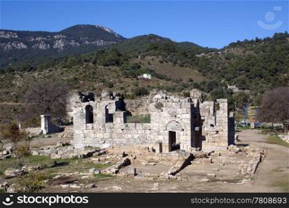 Ruins of church in Kaunos near Dalyan, Turkey