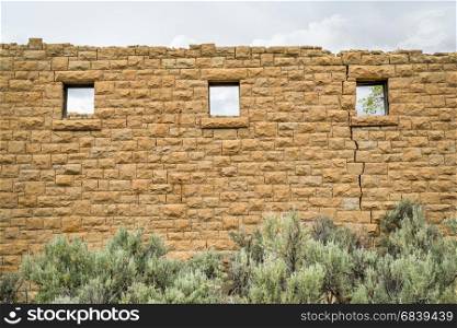 Ruins of coal mining company general store at the ghost town of Sego in Book Cliffs area of eastern Utah