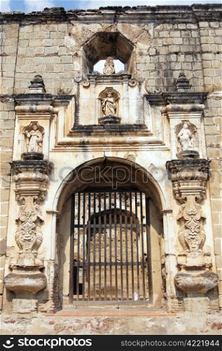 Ruins of facade church Santa Clara in Antigua Guatemala