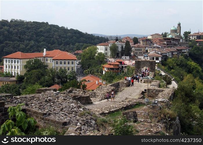 Ruins of fortress and buildings in Veliko Tirnovo, Bulgaria