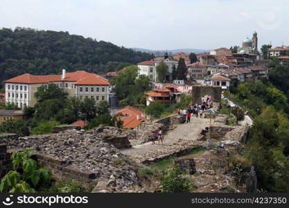 Ruins of fortress and buildings in Veliko Tirnovo, Bulgaria