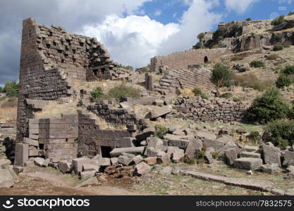 Ruins of fortress in Assos, Behramkale in Turkey