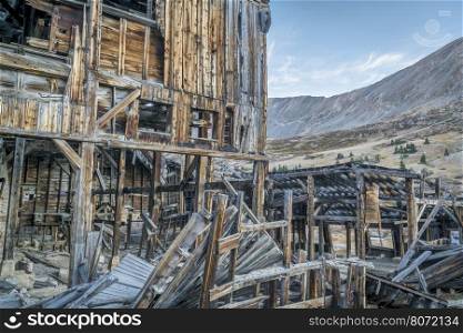 ruins of gold mine (processing mill) near Mosquito Pass in Rocky Mountains, Colorado