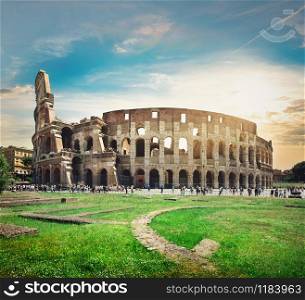 Ruins of great colosseum at the sunset. Ruins of great colosseum