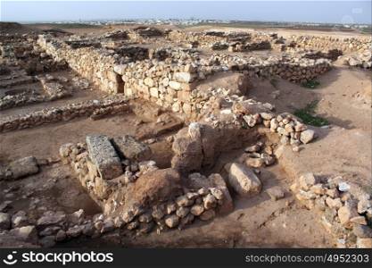 Ruins of houses in ancient city Ebla, Syria
