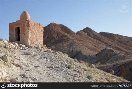 Ruins of mountain oasis Chebika at border of Sahara, Tunisia