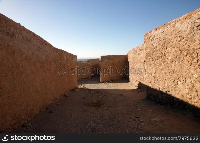 Ruins of mountain oasis Chebika at border of Sahara, Tunisia