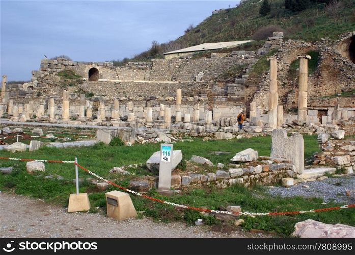Ruins of odeon in Ephesus, Turkey