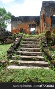 Ruins of old brick temple in Sienghuang, Laos