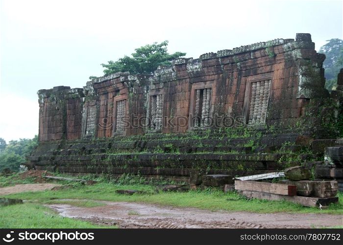 Ruins of old buddhist temple WAt Phu, Champasak, Laos