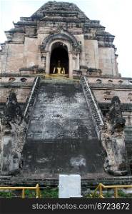Ruins of old chedi in wat Chedi Luang, Chiang Mai, Thailand
