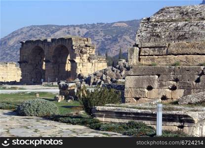 Ruins of old church in Hierapolis near Pamukkale, Turkey