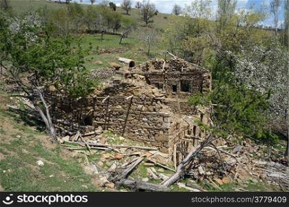 Ruins of old farmhouse in rural area of Turkey