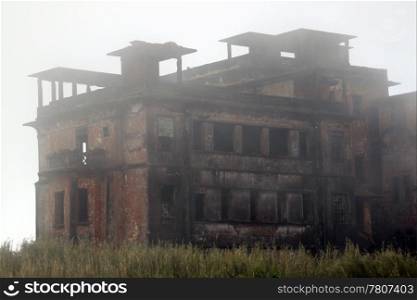 Ruins of old french hotel in Bokor, Cambodia