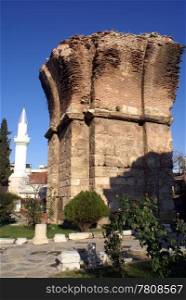 Ruins of old orthodox church and mosque in Alashehir, Turkey