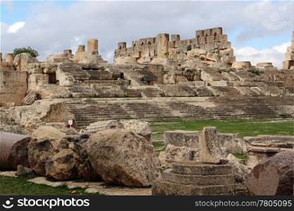 Ruins of old roman temple in Baalbeck, Lebanon
