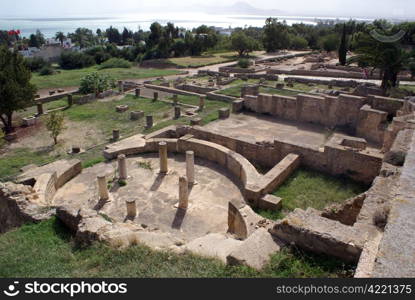 Ruins of old roman villa in Carthage, Tunisia