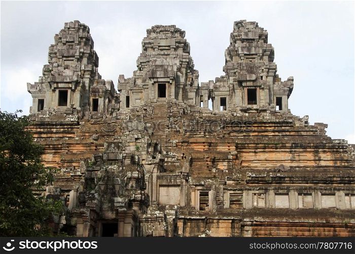 Ruins of old temple Phnom Bakheng in Angkor, Cambodia