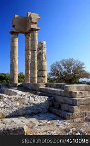 Ruins of one of ancient temples of Aphrodite on Rhodes, Greece