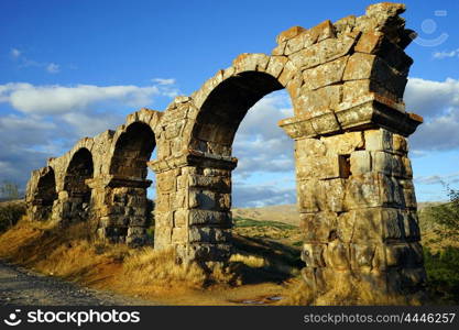 Ruins of roman aqueduct near Yalvac, Turkey