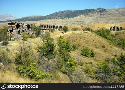 Ruins of roman aqueduct near Yalvac, Turkey