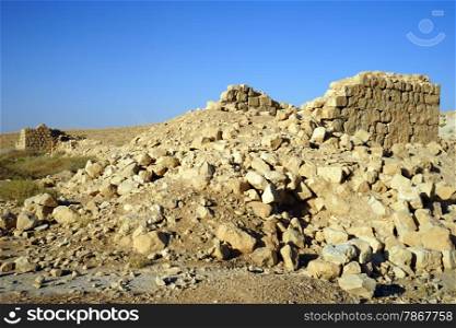 Ruins of roman fortress in Meizad Tamar in Judea desert, Israel