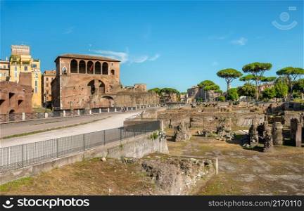 Ruins of Roman Forum in summer, Italy