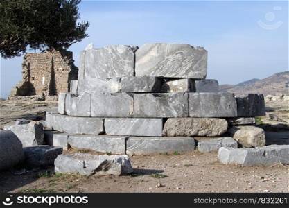 Ruins of round temple in Pergam, Turkey