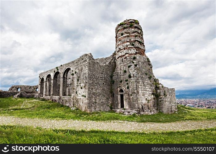 Ruins of Rozafa Castle in Shkoder, Albania