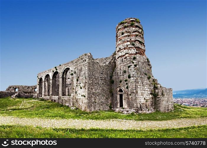 Ruins of Rozafa Castle in Shkoder, Albania